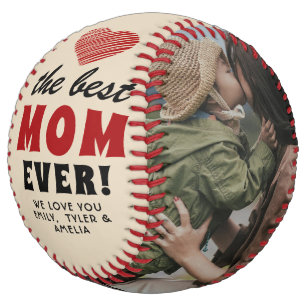 Balle De Softball Meilleure maman Jamais Red Heart Mère`s Day 2 Phot
