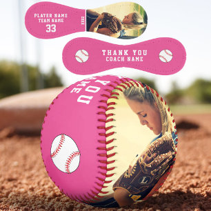 Balle De Softball Merci Coach Nom de l'équipe Numéro de l'équipe Pho