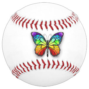 Balle De Softball Monarque papillon arc-en-ciel