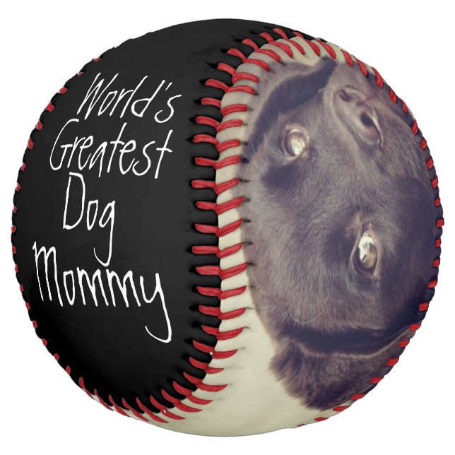 Balle De Softball Mondes personnalisés Meilleur Chien Maman Fête des (Incliné)