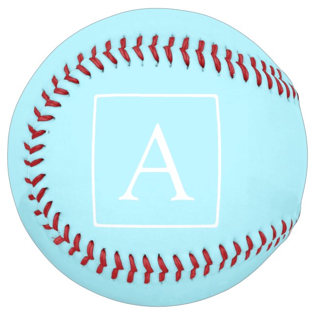 Balle De Softball Monogramme bleu ciel simple (Devant gauche)