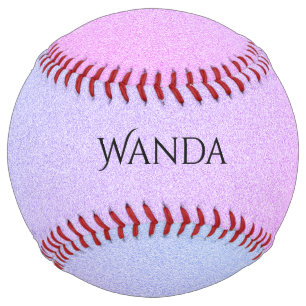 Balle De Softball Monogramme et nom sur Glimmer Ombre