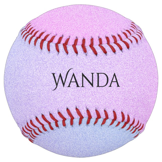 Balle De Softball Monogramme et nom sur Glimmer Ombre (Dos)