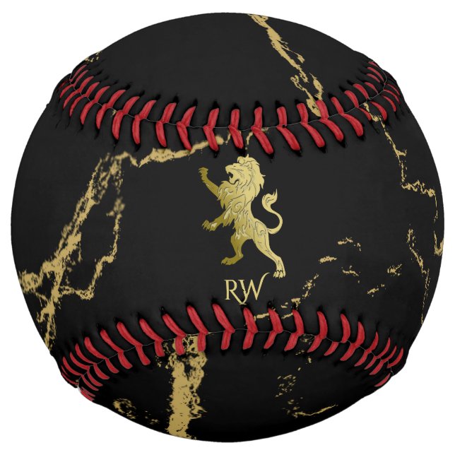 Balle De Softball Monogramme Golden Royal Lion (Devant)