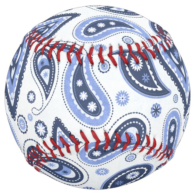 Balle De Softball Motif Blue Paisley (Devant)