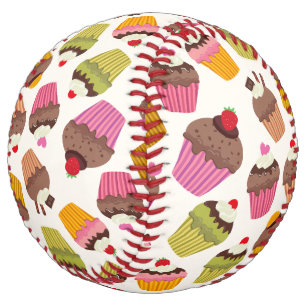 Balle De Softball Motif Cupcake, Motif Muffin, Chocolat, Cœurs