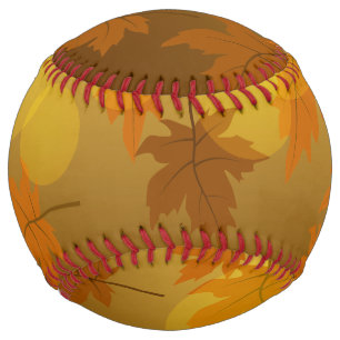 Balle De Softball Motif d'automne avec feuilles d'érable qui tombent