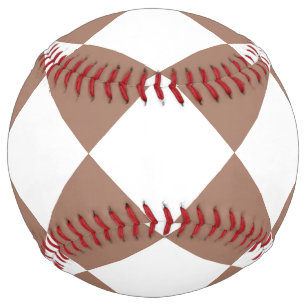 Balle De Softball Motif diamant en blanc et Mocha Mousse