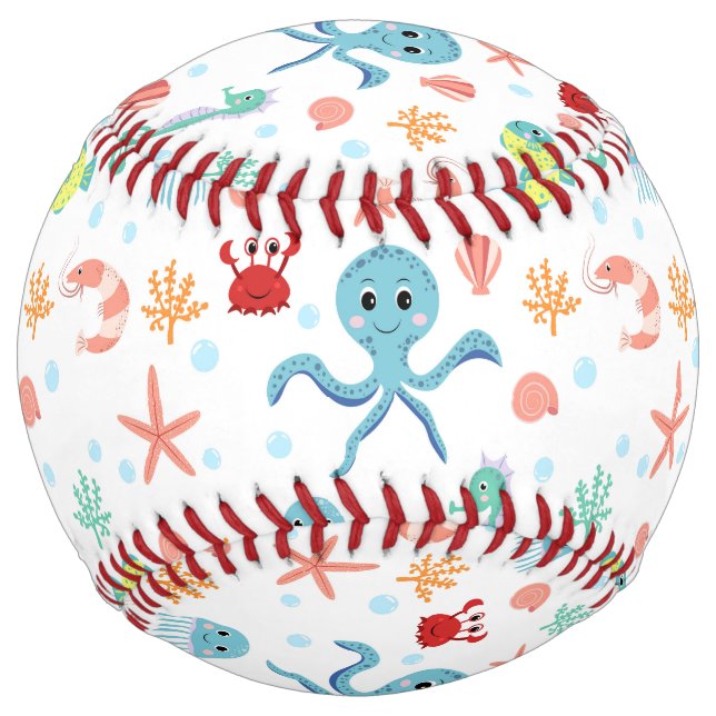 Balle De Softball Motif du monde marin (Devant)