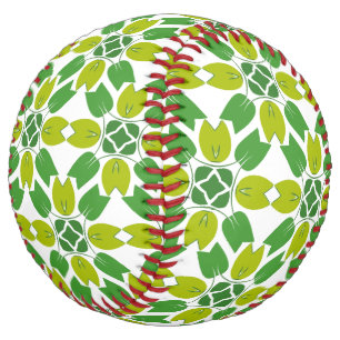 Balle De Softball Motif Feuille, Motif De Feuilles, Feuilles Verts