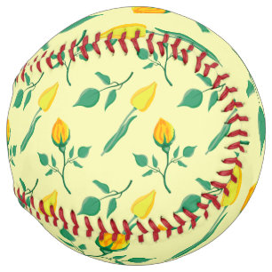Balle De Softball Motif floral avec rose jaune et fleurs de tulipe