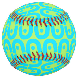 Balle De Softball Motif géométrique turquoise et vert lime