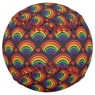 Balle De Softball Motif Heart & Rainbows