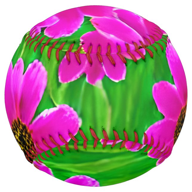 Balle De Softball Motif vert et rose vif (Devant)