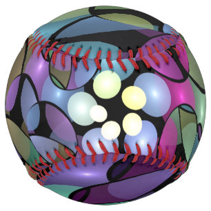 Balle De Softball Mouvements colorés Abstrait Trippy Fractal Art