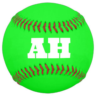 Balle De Softball Néon Vert Élégant Couleur Initiale Monogramme bril