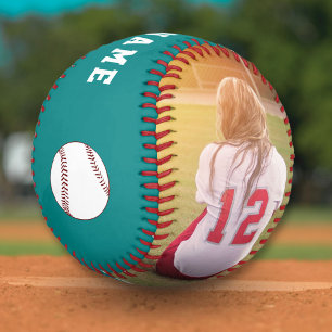 Balle De Softball Nom de l'équipe sarcelle & numéro de nom de joueur