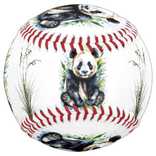 Balle De Softball Ours de panda aquarelle