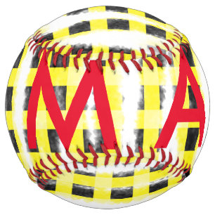 Balle De Softball Panneau de contrôle Jaune Noir ajouter nom nom mon