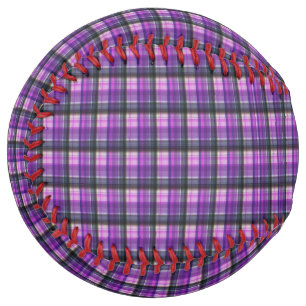 Balle De Softball Papier Tartan Violet Vérifié,