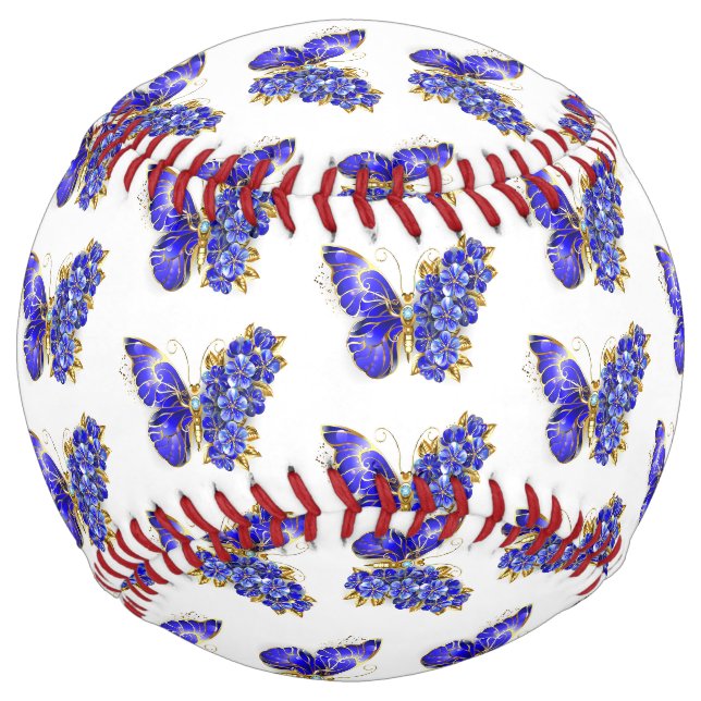 Balle De Softball Papillon saphir à fleurs (Devant)