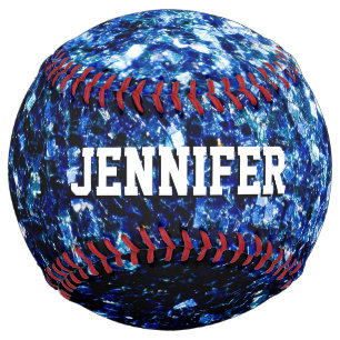 Balle De Softball Parties scintillant bleu foncé scintille Votre nom