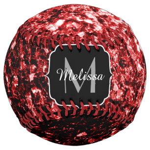 Balle De Softball Parties scintillant rouge foncé étincelante bling