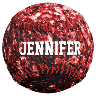 Balle De Softball Parties scintillant rouge foncé scintille Votre no