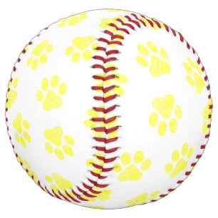 Balle De Softball Patrouilles de Doodle, Paws de Chien, Paws Jaunes