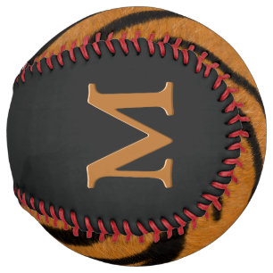 Balle De Softball Peau de tigre frisé fourrure personnalisée Monogra