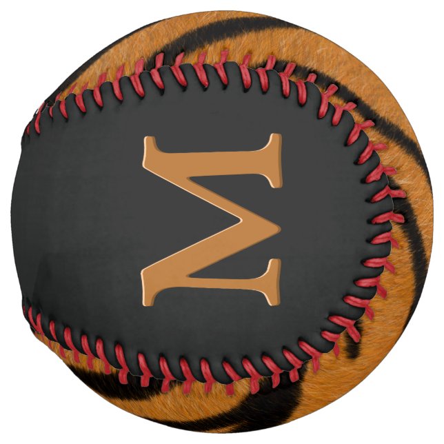 Balle De Softball Peau de tigre frisé fourrure personnalisée Monogra (Dos gauche)