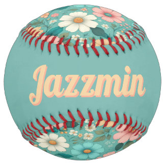 Balle De Softball Pétales Pastels (personnalisés)