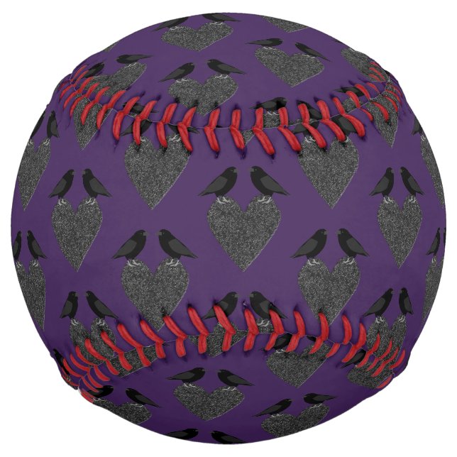 Balle De Softball Ravens gothiques et Coeur noir (Devant)