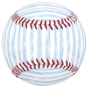 Balle De Softball Rayures Bleu Blanc