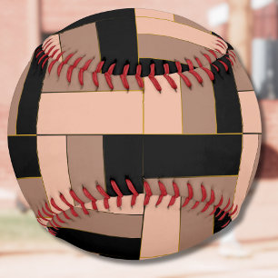 Balle De Softball Rectangles géométriques Brown Mocha Noir