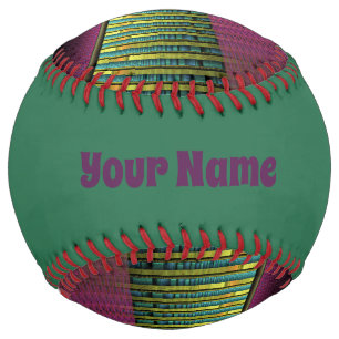 Balle De Softball Rond Et Coloré Moderne Nom Fractal Décoratif