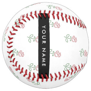 Balle De Softball Roses Rouges, Motif De Roses, Votre Nom
