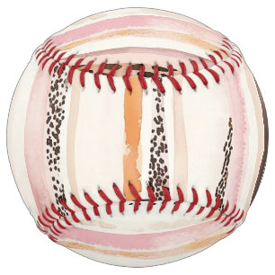Balle De Softball Rouge Crème Rayures Léopard Rose Imprimé Animal