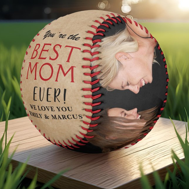 Balle De Softball Rustic Best Mom`s Day Photo Collage (Créateur téléchargé)