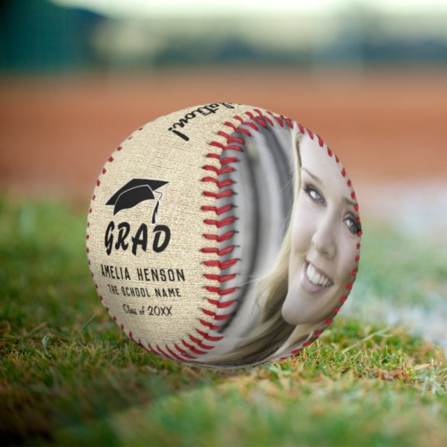 Balle De Softball Rustic Félicitations Graduation Photo (Créateur téléchargé)