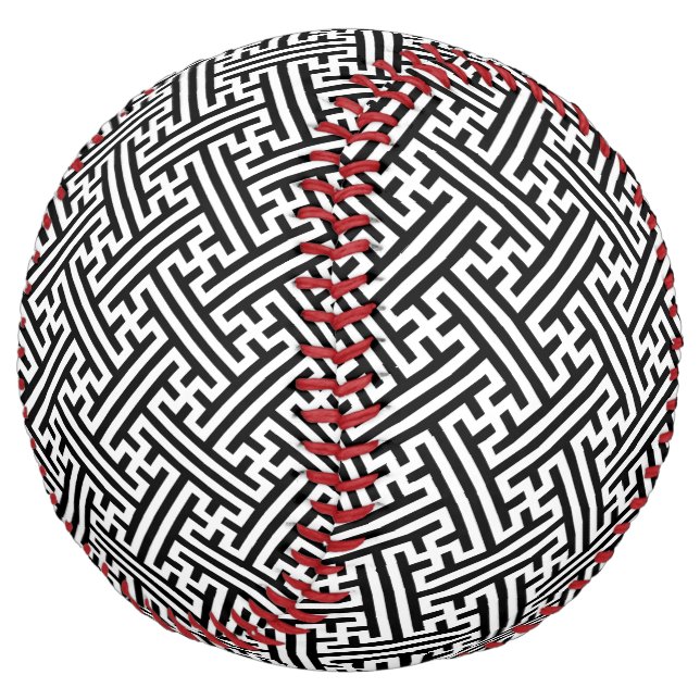 Balle De Softball Sayagata motif, japonais, noir et blanc (Incliné)