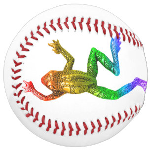 Balle De Softball Sculpture de grenouille arc-en-ciel de SlipperyJoe