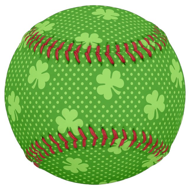 Balle De Softball Shamrock Vert  Clover Motif Saint Patricks Day (Devant)