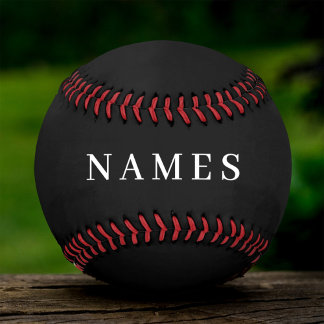 Balle De Softball Simple Black Custom Ajouter Votre Nom Élégant