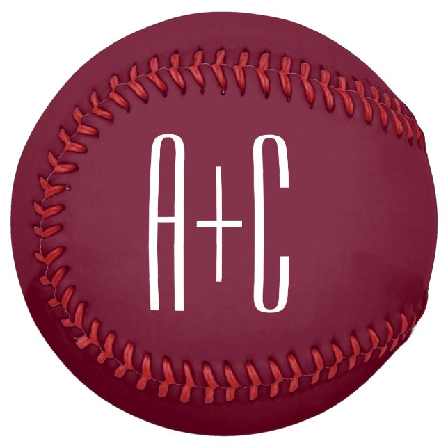 Balle De Softball Simple Couples | White & Burgundy (Devant gauche)