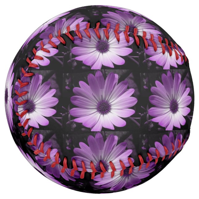 Balle De Softball Softball à fleurs violettes (Devant gauche)