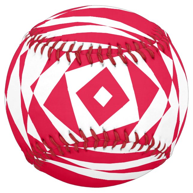 Balle De Softball Softball Abstrait blanc et rouge - Unique (Devant)