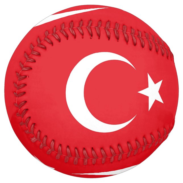 Balle De Softball Softball patriotique avec drapeau de la Turquie (Devant gauche)