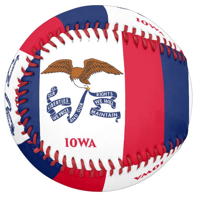 Balle De Softball Softball patriotique avec drapeau de l'Iowa, États (Devant gauche)