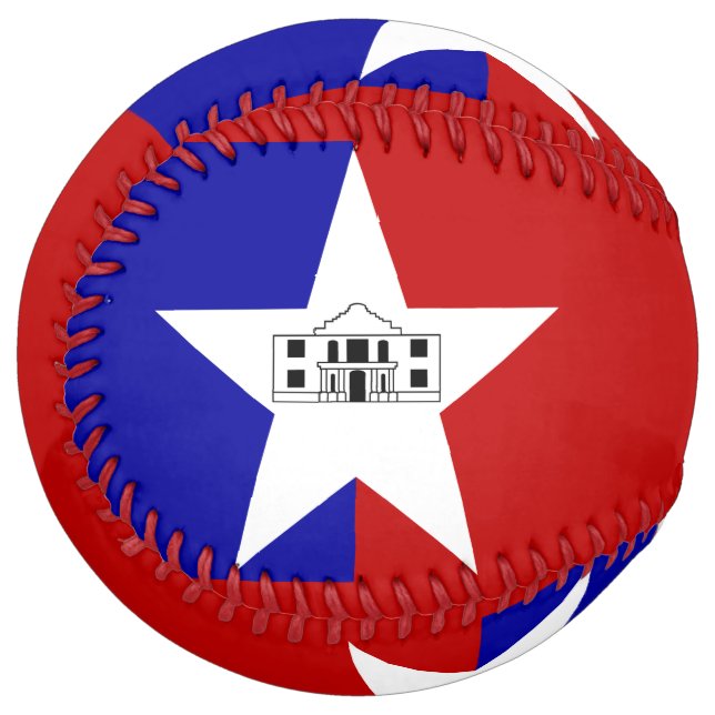 Balle De Softball Softball patriotique avec drapeau de San Antonio (Devant gauche)